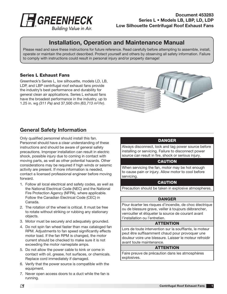 Greenheck LD/LDP/LB/LBP (453283) User Manual | 8 pages