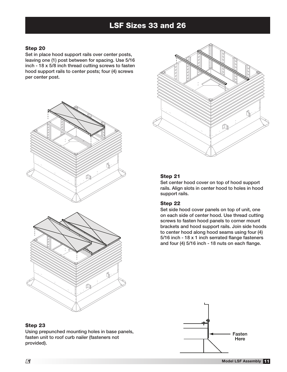 Lsf sizes 33 and 26 | Greenheck LSF (458066) User Manual | Page 11 / 12