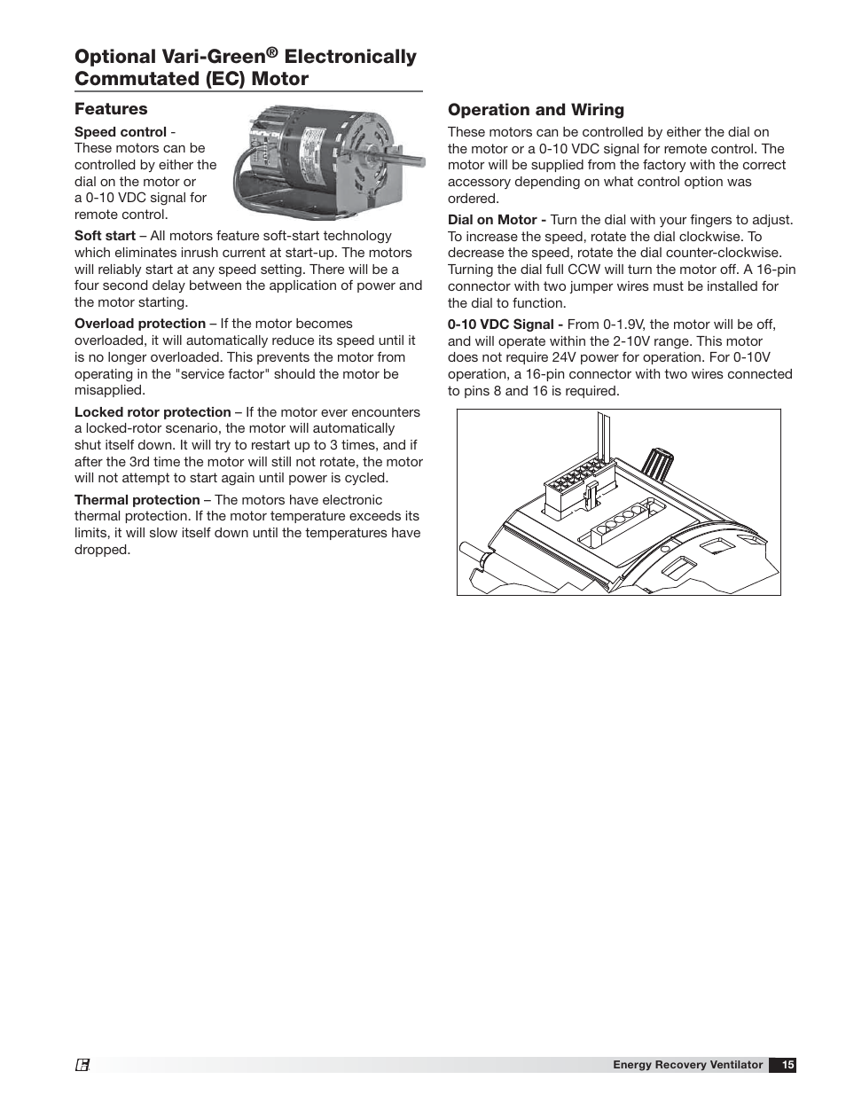 Optional vari-green, Electronically commutated (ec) motor | Greenheck MiniVent (459023) User Manual | Page 15 / 16