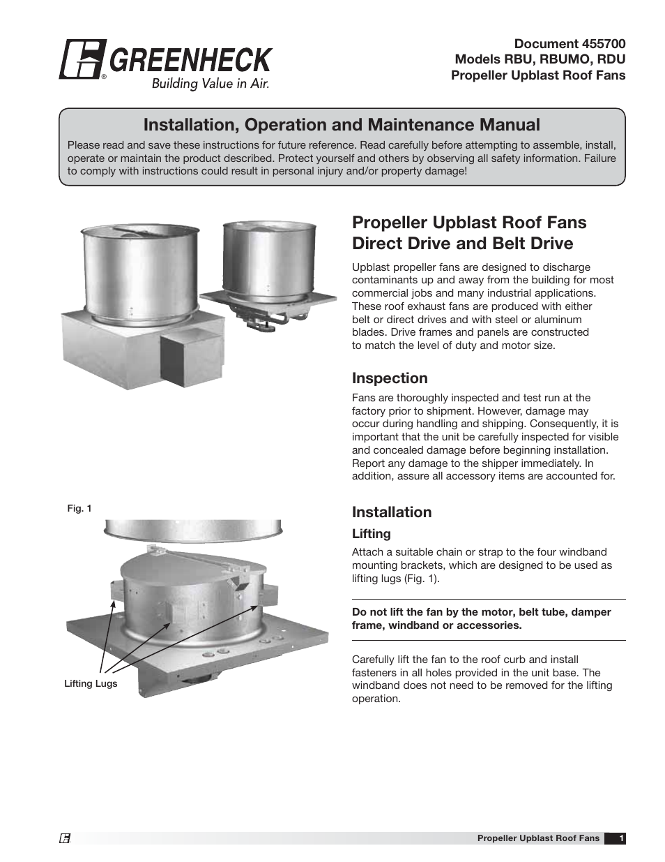 Greenheck RDU/RBU/RBUMO (455700) User Manual | 8 pages