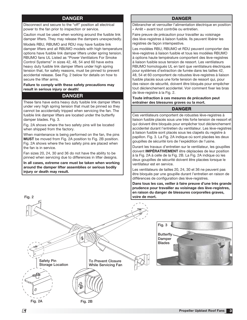 Danger | Greenheck RDU/RBU/RBUMO (455700) User Manual | Page 3 / 8