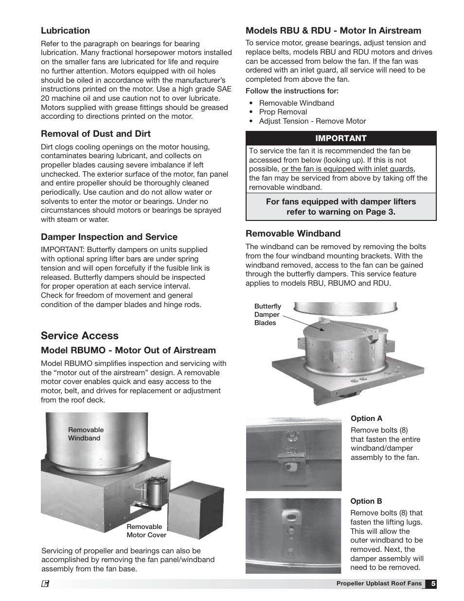 Service access | Greenheck RDU/RBU/RBUMO (455700) User Manual | Page 5 / 8