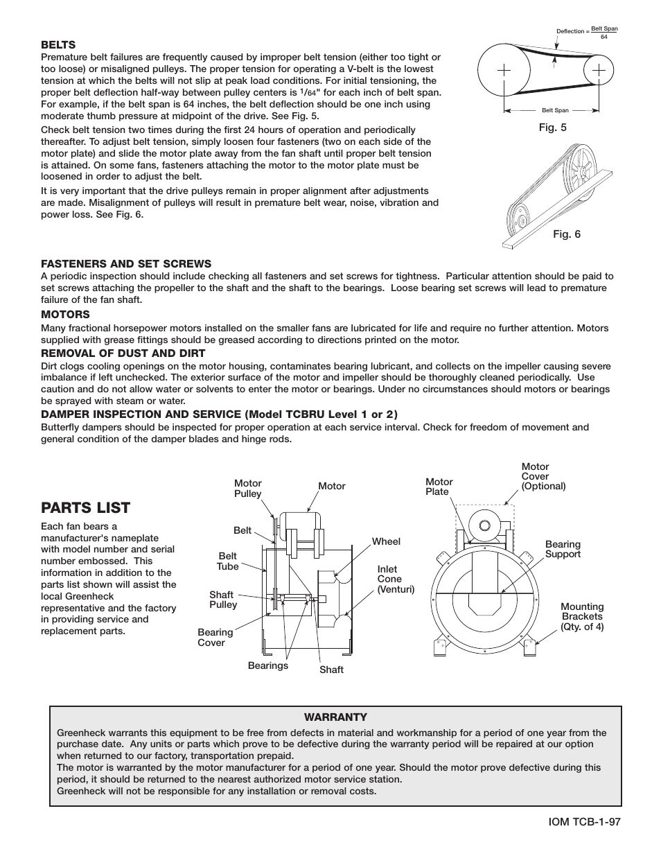 Parts list | Greenheck TCB/TCBRU/TCBRS (456557) User Manual | Page 4 / 4