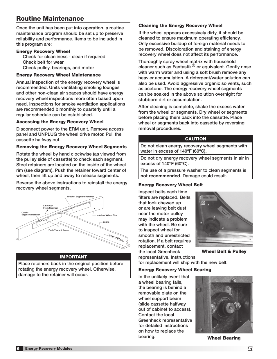 Routine maintenance | Greenheck ERM 36 & 52 (456785) User Manual | Page 6 / 8