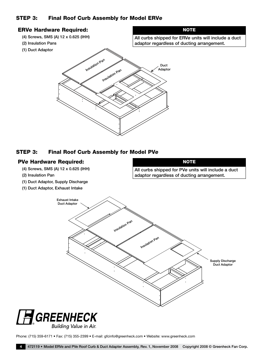 Erv e hardware required, Pv e hardware required | Greenheck ERVe and PVe (472119) User Manual | Page 4 / 4