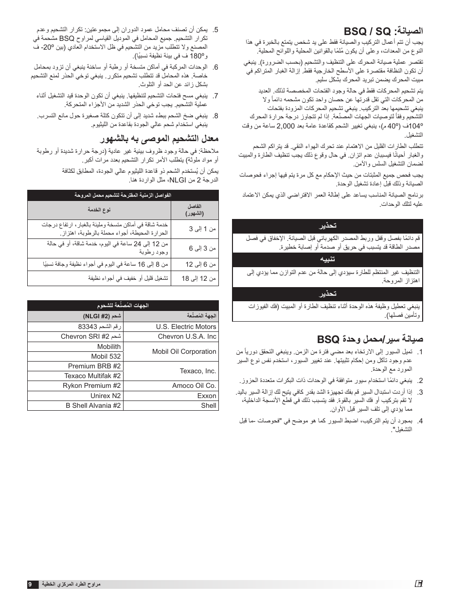 Bsq / sq :ةنايصلا, Bsq ةدحو لمحم/ريس ةنايص, روهشلاب هب ىصوملا ميحشتلا لدعم | Greenheck SQ and BSQ (477180) User Manual | Page 20 / 28