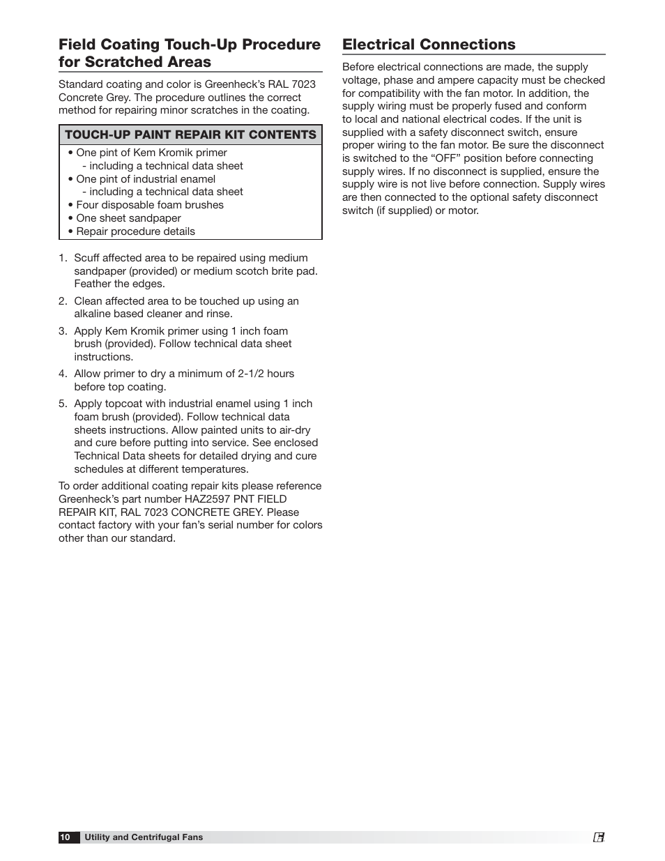 Electrical connections | Greenheck USF and CSW (479870) User Manual | Page 10 / 20