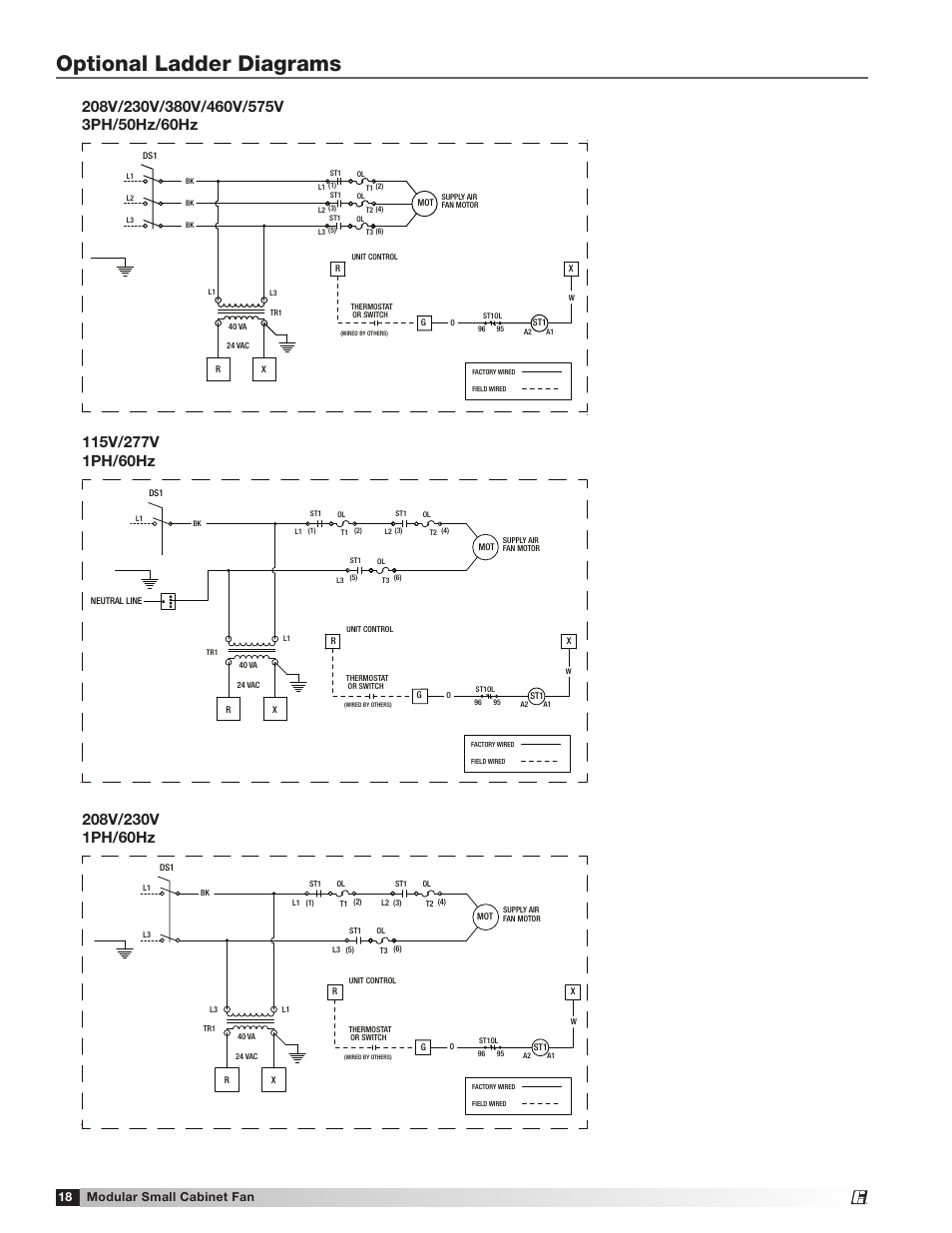Optional ladder diagrams, 18 modular small cabinet fan | Greenheck Modular Small Cabinet Fan (Model MSCF) (462888) User Manual | Page 18 / 20
