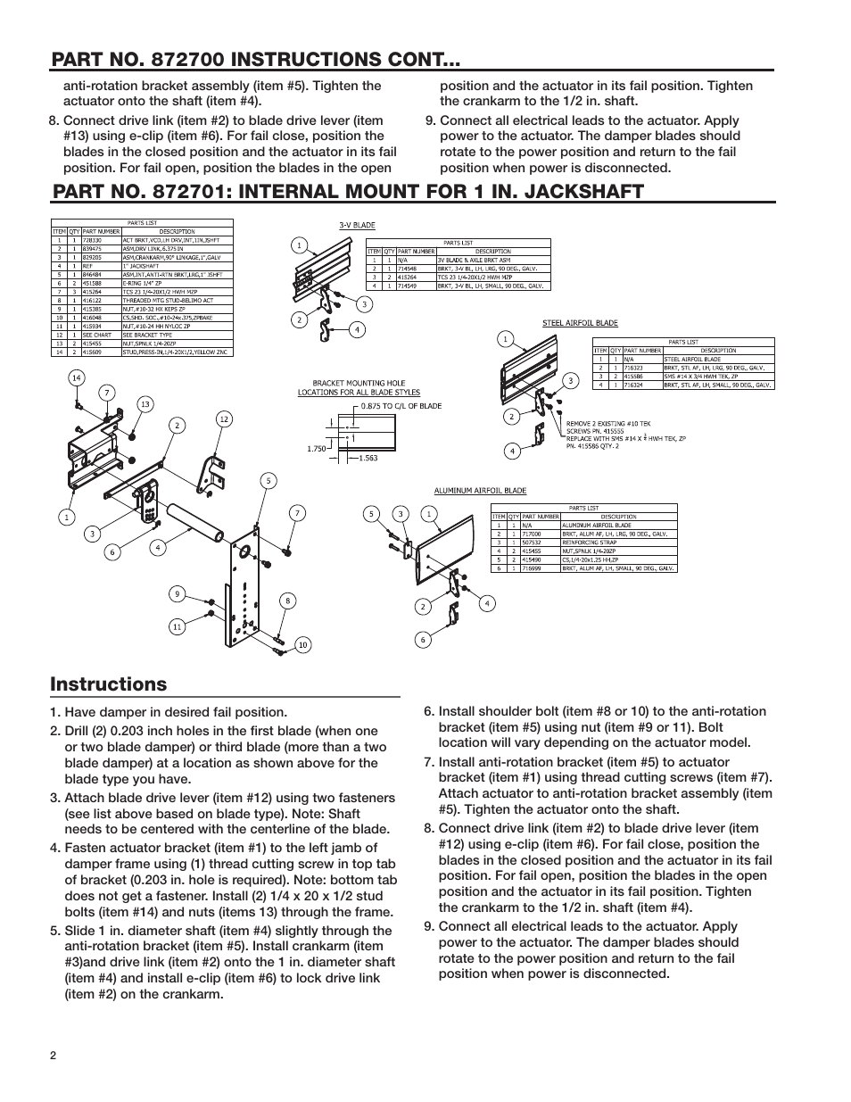 Greenheck Mounting Kit for Actuators used on Control Dampers (479869) User Manual | Page 2 / 4