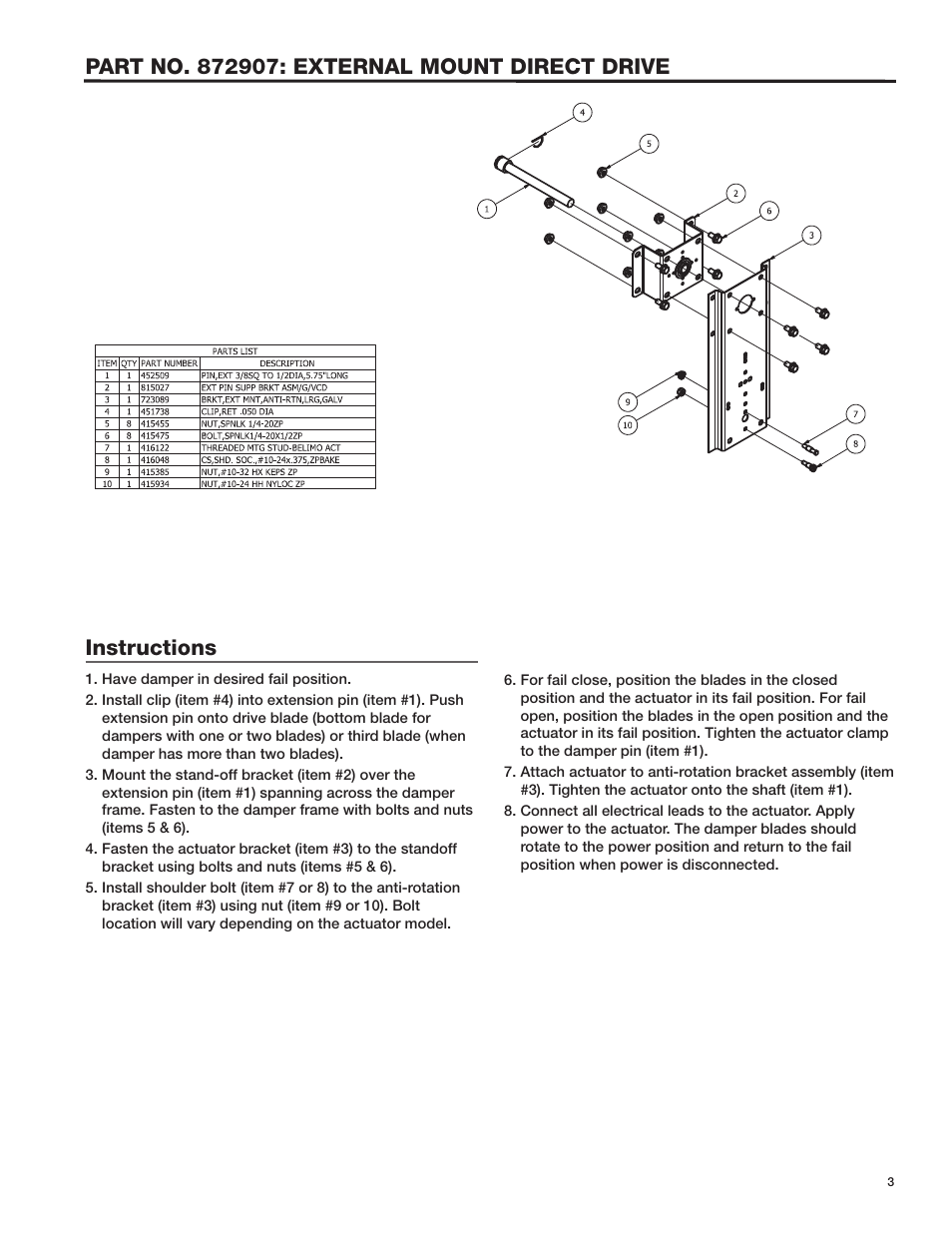 Greenheck Mounting Kit for Actuators used on Control Dampers (479869) User Manual | Page 3 / 4