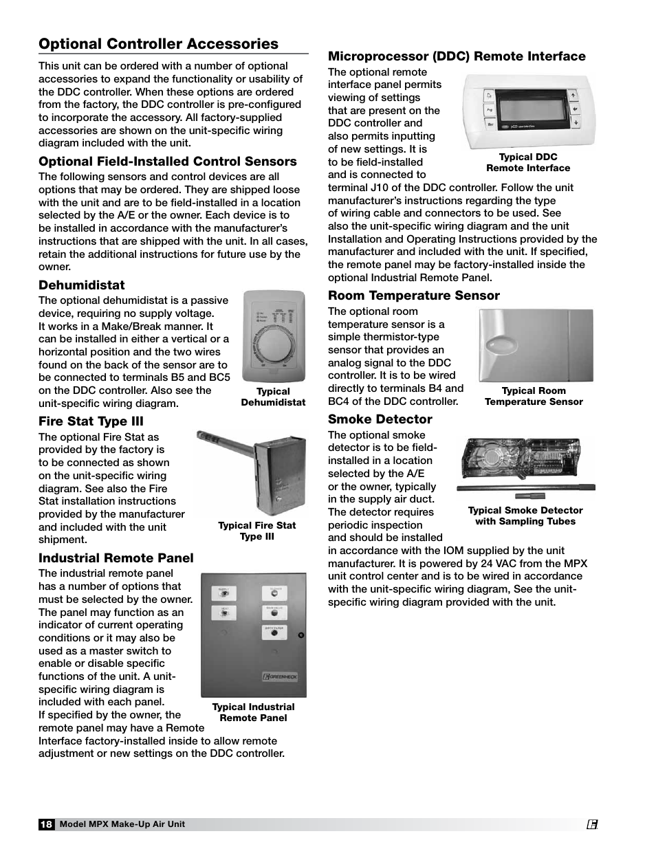 Optional controller accessories | Greenheck MPX (472695) User Manual | Page 18 / 40