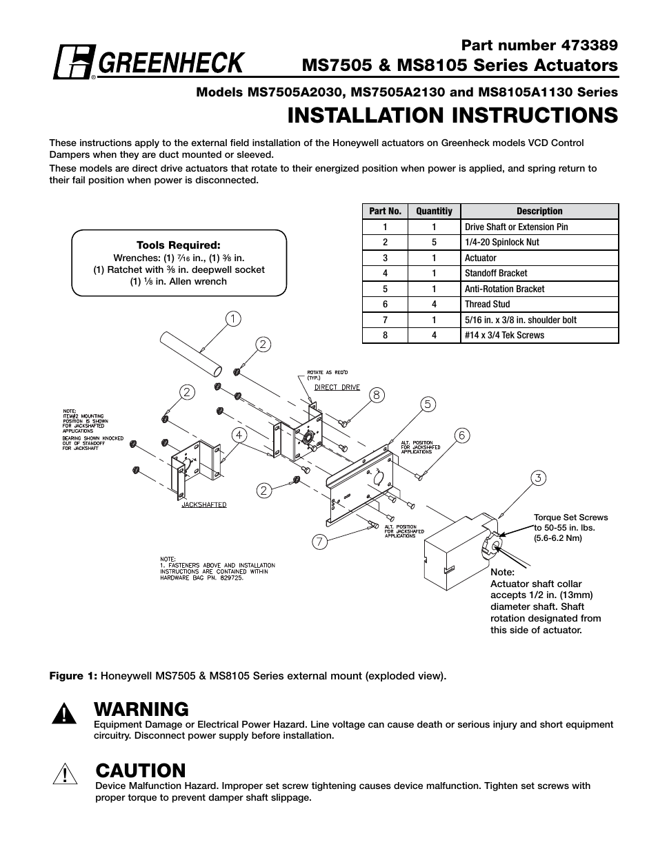Greenheck MS7505 and MS8105 Series (473389) User Manual | 2 pages