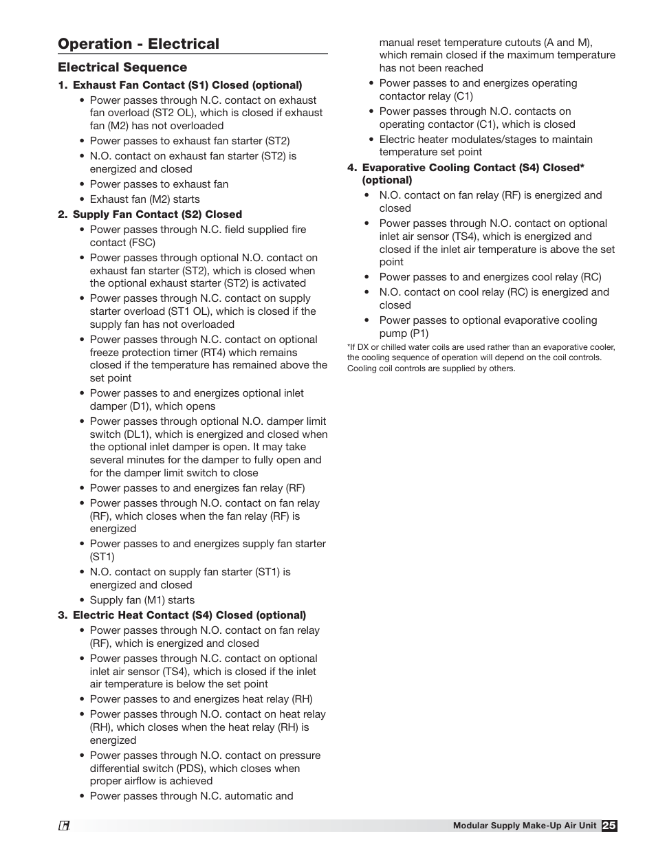 Operation - electrical | Greenheck MSX (470658) User Manual | Page 25 / 40