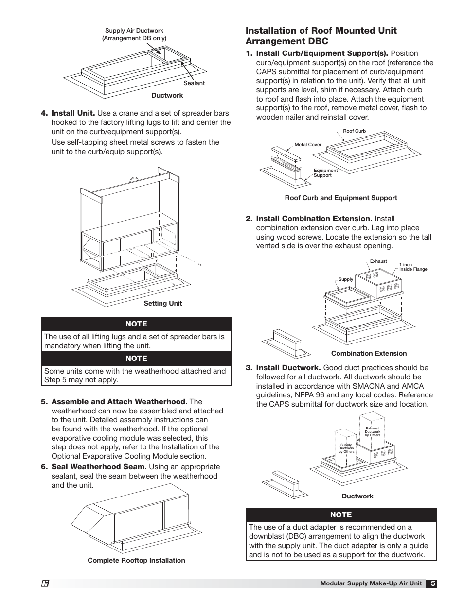 Installation of roof mounted unit arrangement dbc | Greenheck MSX (470658) User Manual | Page 5 / 40