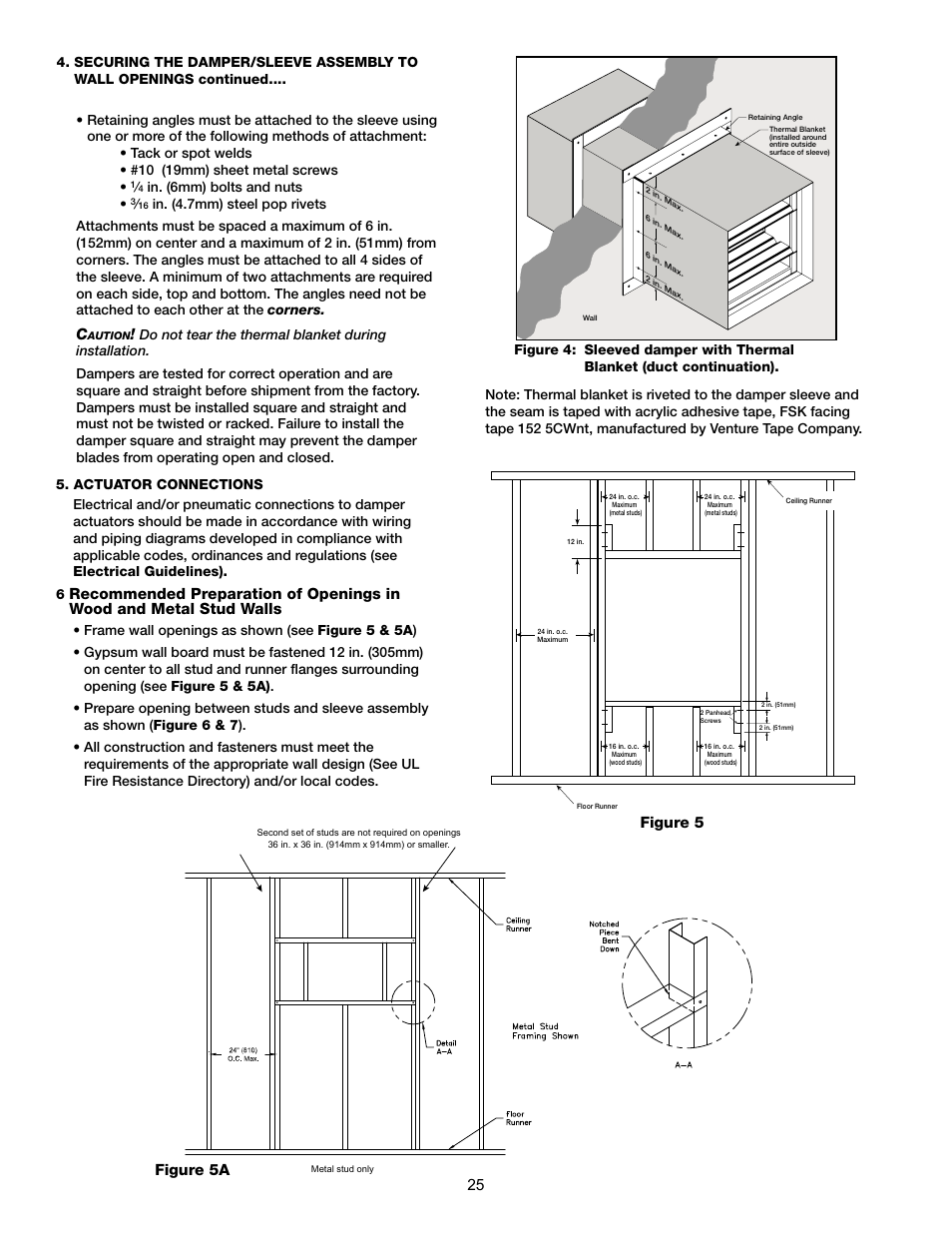 Figure 5, Figure 5a 25 | Greenheck Multi-blade Fire & Combination Fire Smoke Dampers Installation Booklet (826249) User Manual | Page 25 / 52