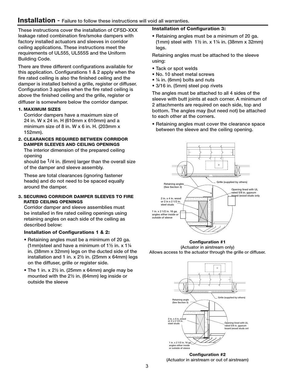 Installation | Greenheck Multi-blade Fire & Combination Fire Smoke Dampers Installation Booklet (826249) User Manual | Page 3 / 52