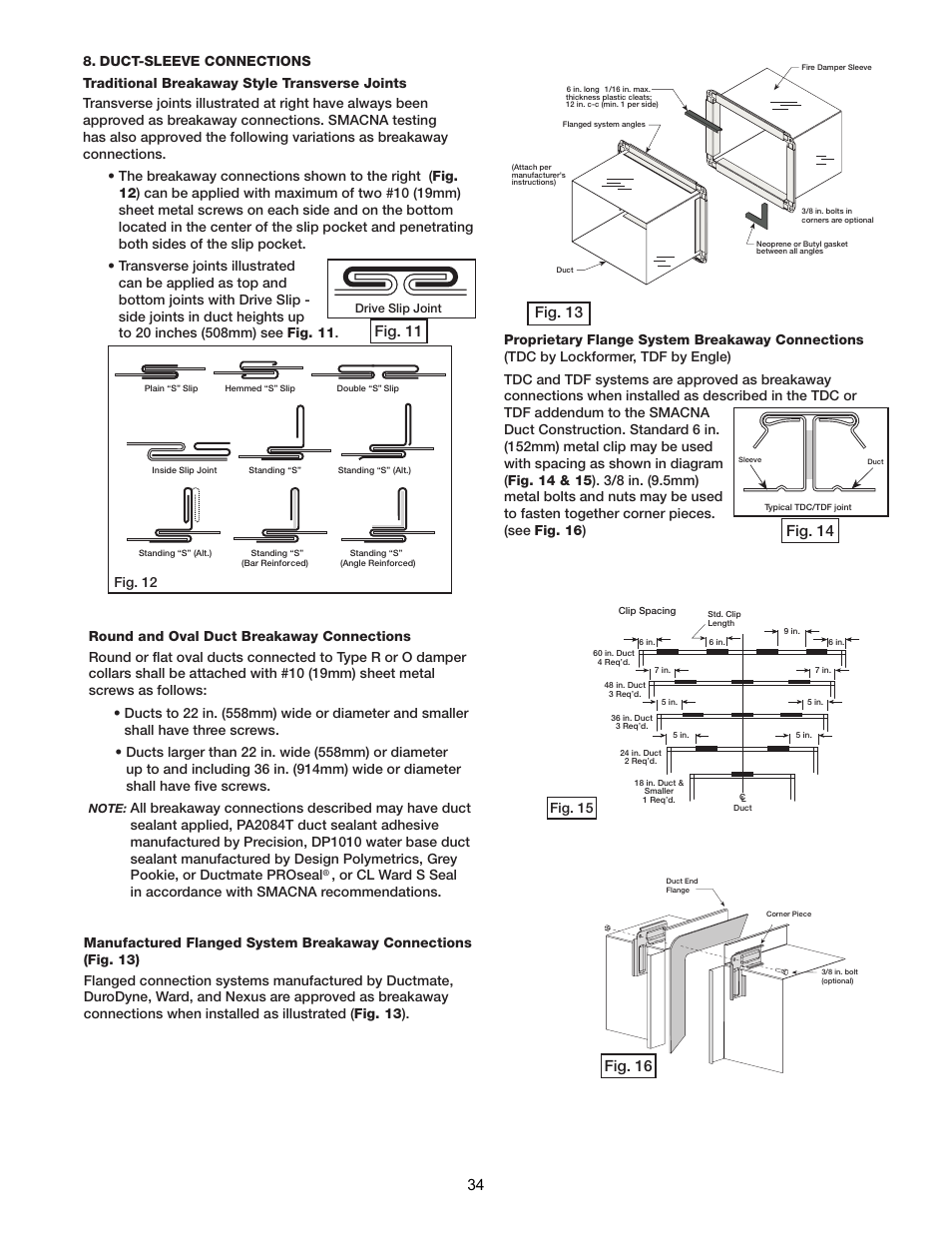 Fig. 11, Fig. 13, Fig. 14 | Fig. 16 34, Fig. 12 | Greenheck Multi-blade Fire & Combination Fire Smoke Dampers Installation Booklet (826249) User Manual | Page 34 / 52