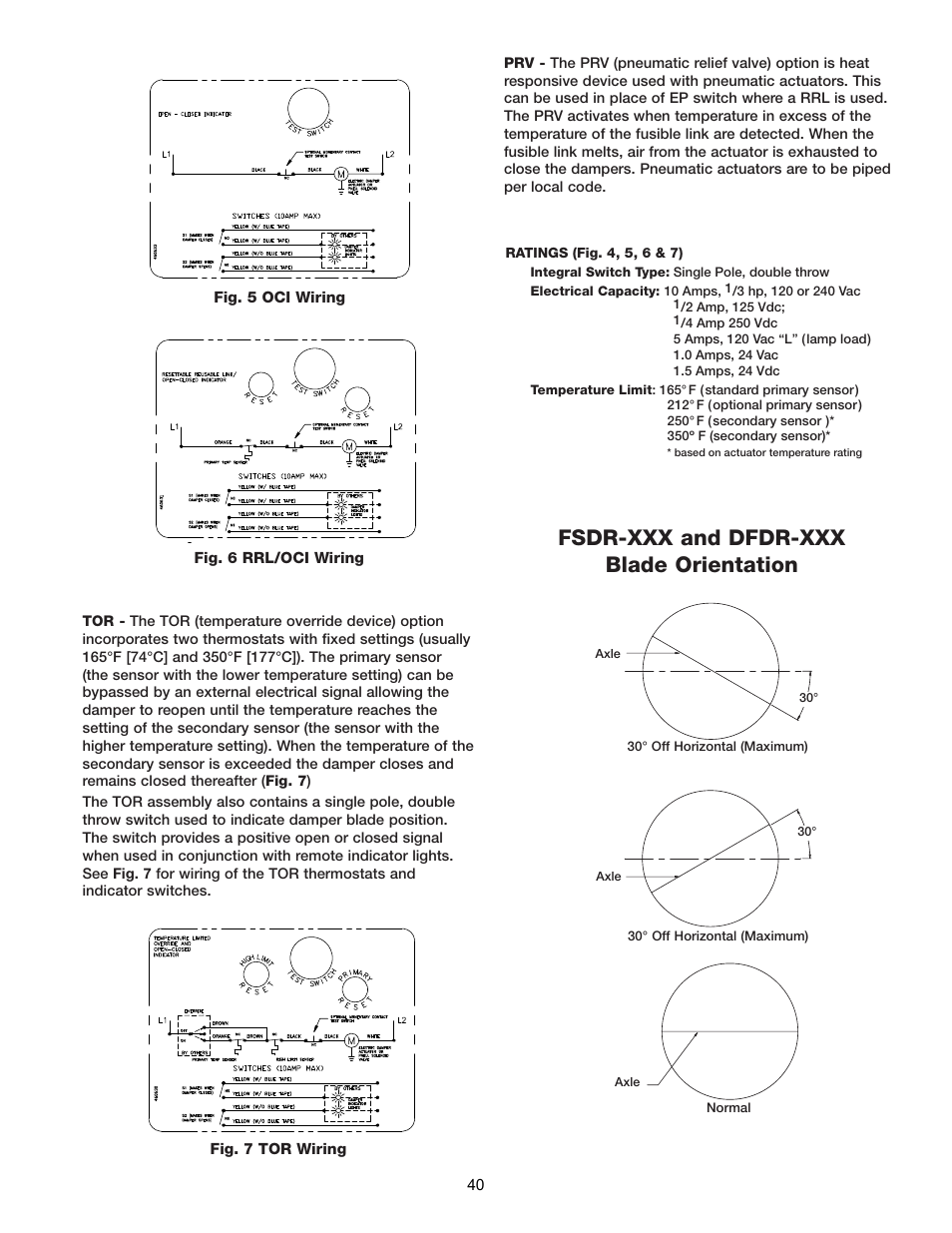 Fsdr-xxx and dfdr-xxx blade orientation | Greenheck Multi-blade Fire & Combination Fire Smoke Dampers Installation Booklet (826249) User Manual | Page 40 / 52