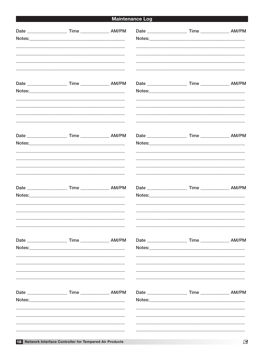 Greenheck Network Interface Controller (475262 IOM) (Pre May 2013) User Manual | Page 18 / 20