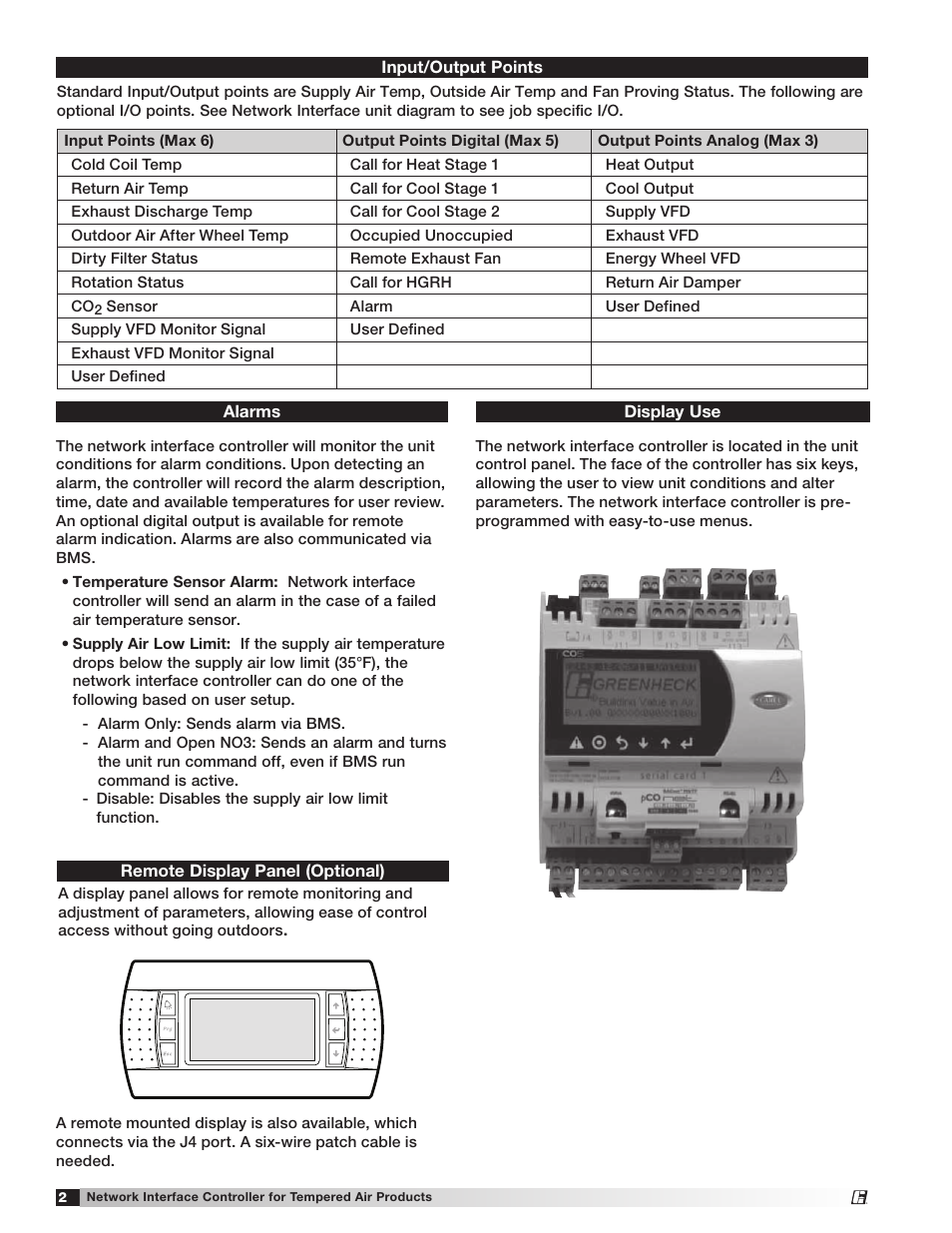 Greenheck Network Interface Controller (475262 IOM) (Pre May 2013) User Manual | Page 2 / 20