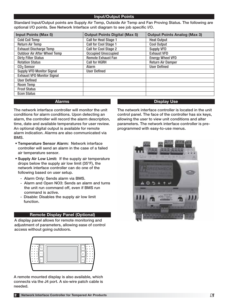 Greenheck Network Interface Controller for Tempered Air Products (476811) User Manual | Page 2 / 20