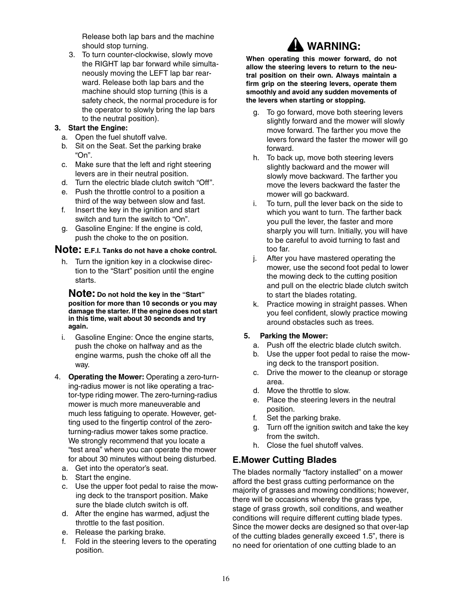 Warning | Cub Cadet 48-inch/54-inch/60-inch/72-inch User Manual | Page 16 / 32