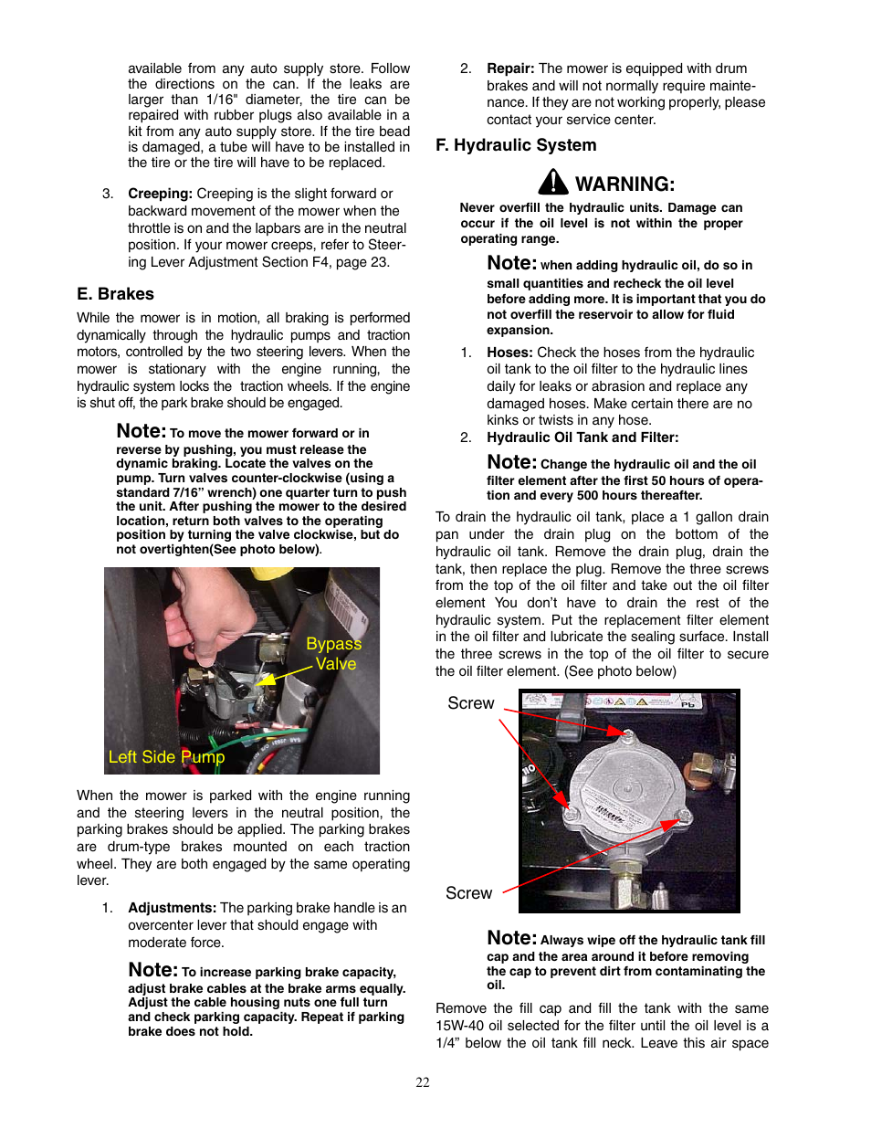 Warning | Cub Cadet 48-inch/54-inch/60-inch/72-inch User Manual | Page 22 / 32