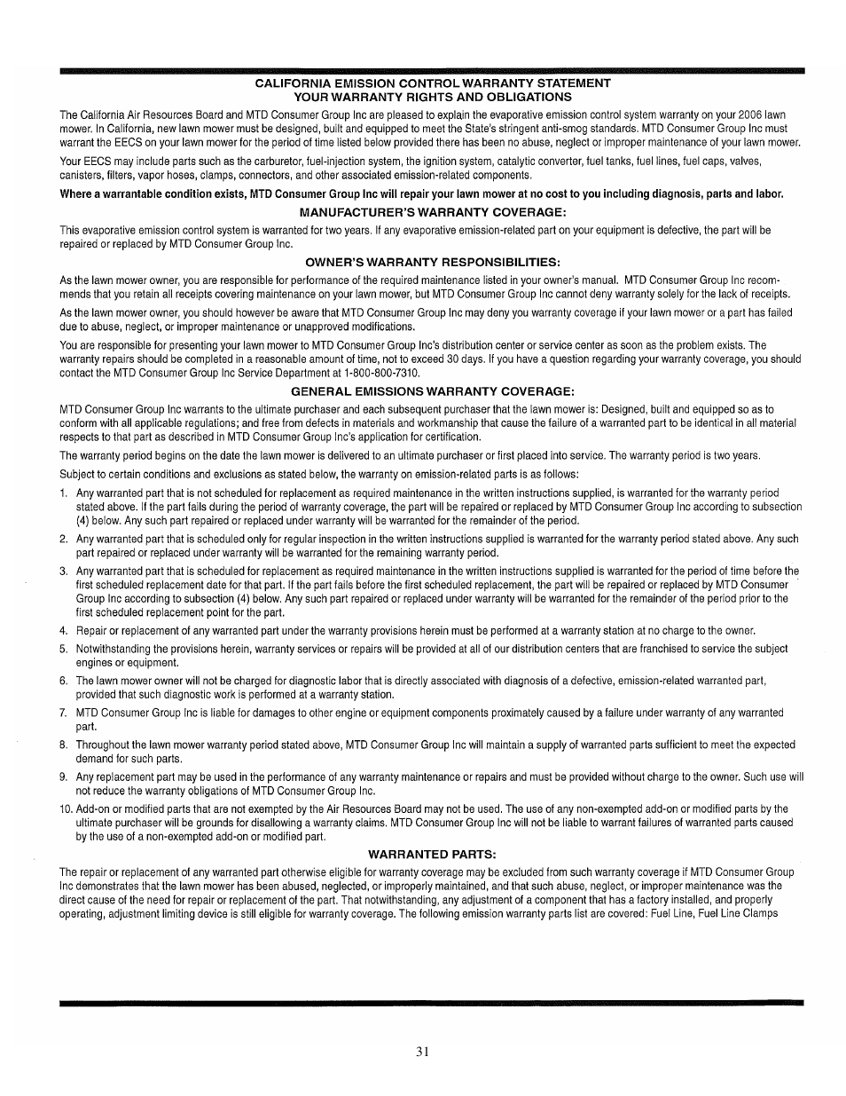 Cub Cadet 48-inch/54-inch/60-inch/72-inch User Manual | Page 31 / 32