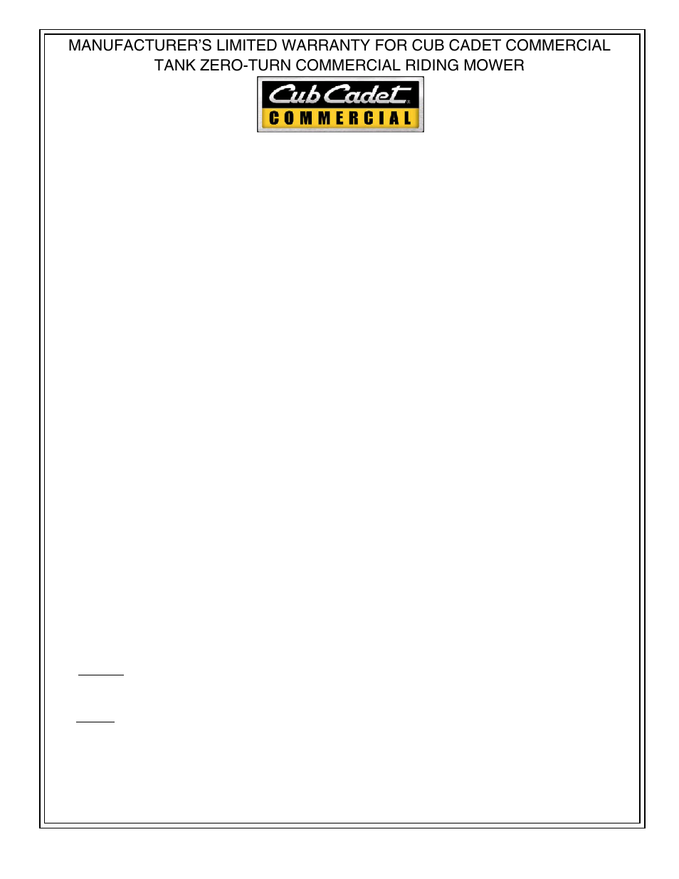 Cub Cadet 48-inch/54-inch/60-inch/72-inch User Manual | Page 32 / 32