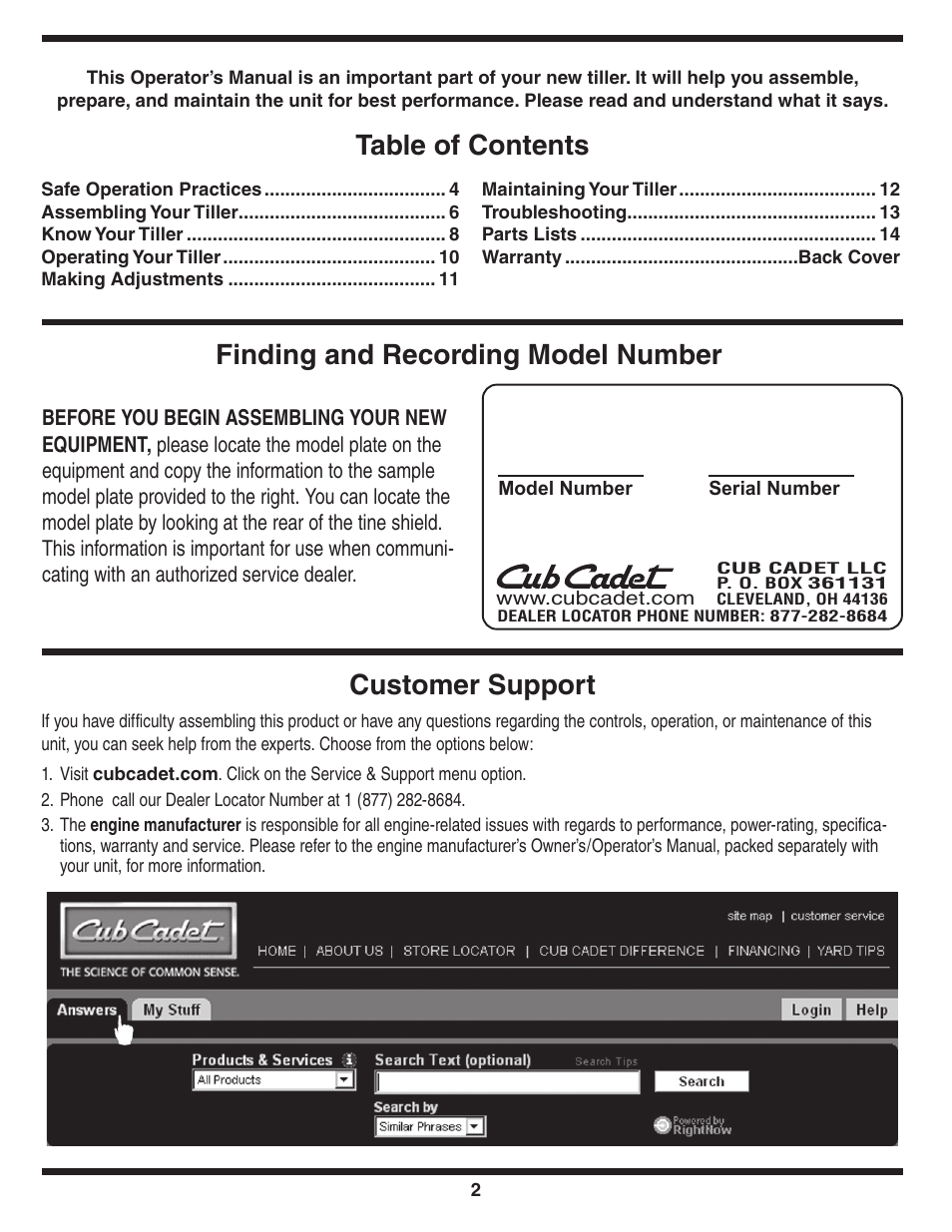 Cub Cadet 450 User Manual | Page 2 / 20