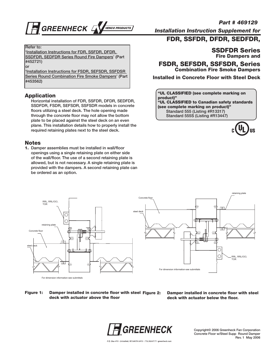 Greenheck Round Installed in Concrete Floor w/Steel Deck (469129) User Manual | 1 page