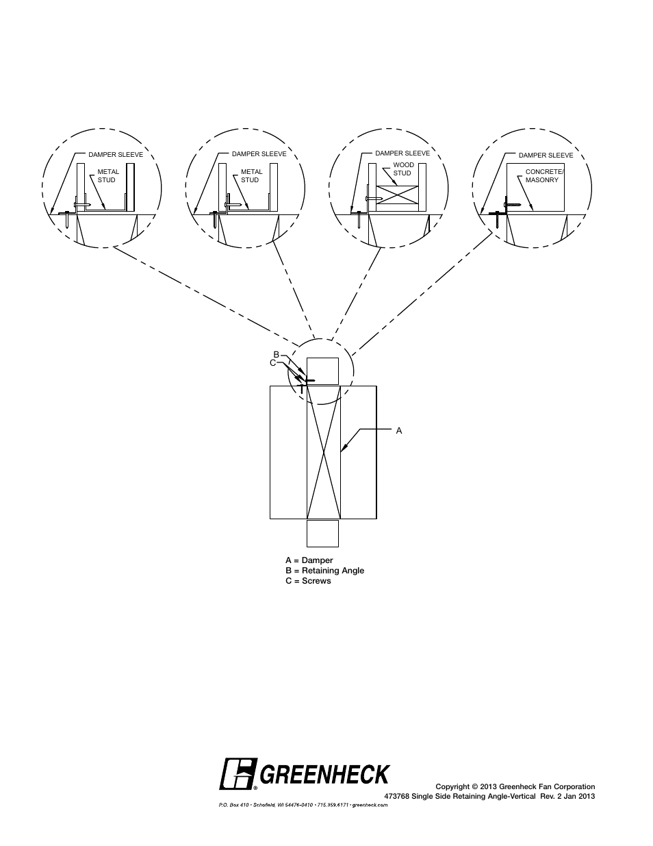 Greenheck Single 3-Sided Retaining Angle Supplement - Vertical Mount (473768) User Manual | Page 2 / 2