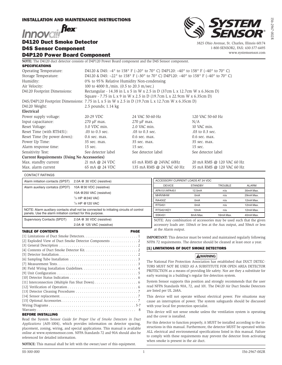 Greenheck Smoke Detector D4120 (Install) User Manual | 8 pages