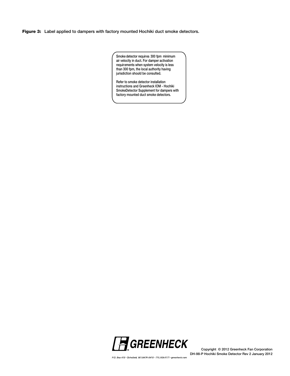 Greenheck Smoke Detector DH-98-P User Manual | Page 7 / 7