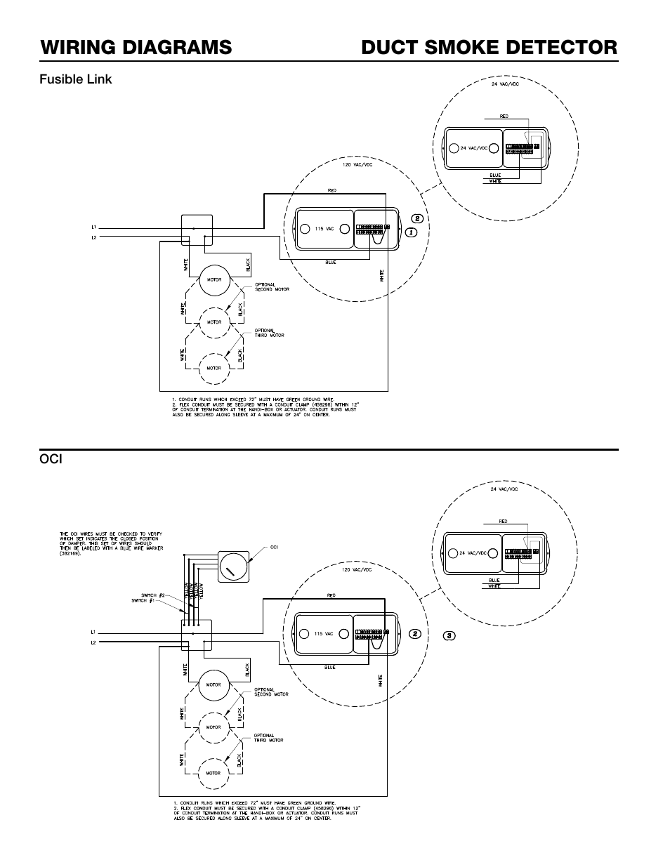 Duct smoke detector wiring diagrams | Greenheck Smoke Detector Supplement (463813) User Manual | Page 2 / 6