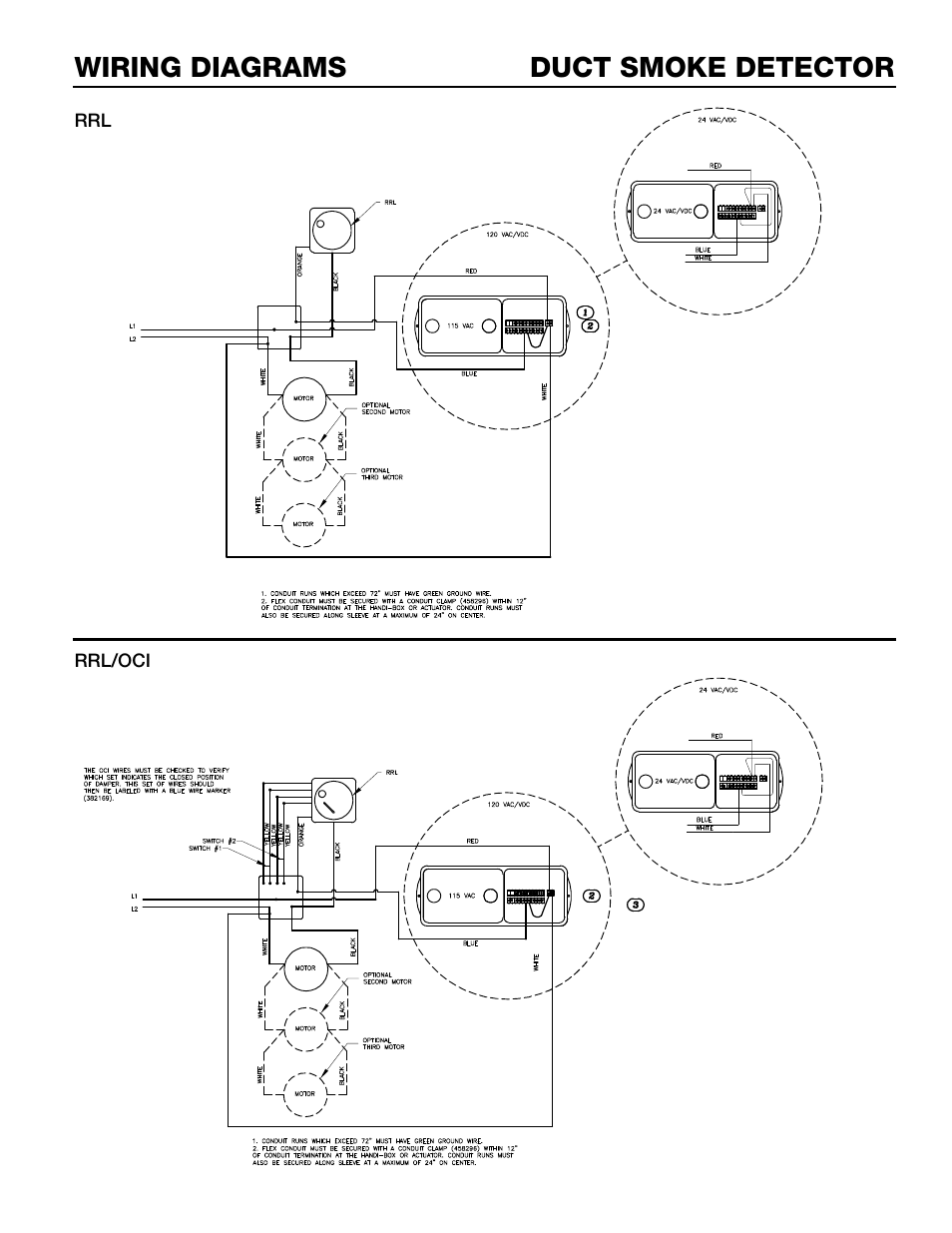 Duct smoke detector wiring diagrams | Greenheck Smoke Detector Supplement (463813) User Manual | Page 3 / 6