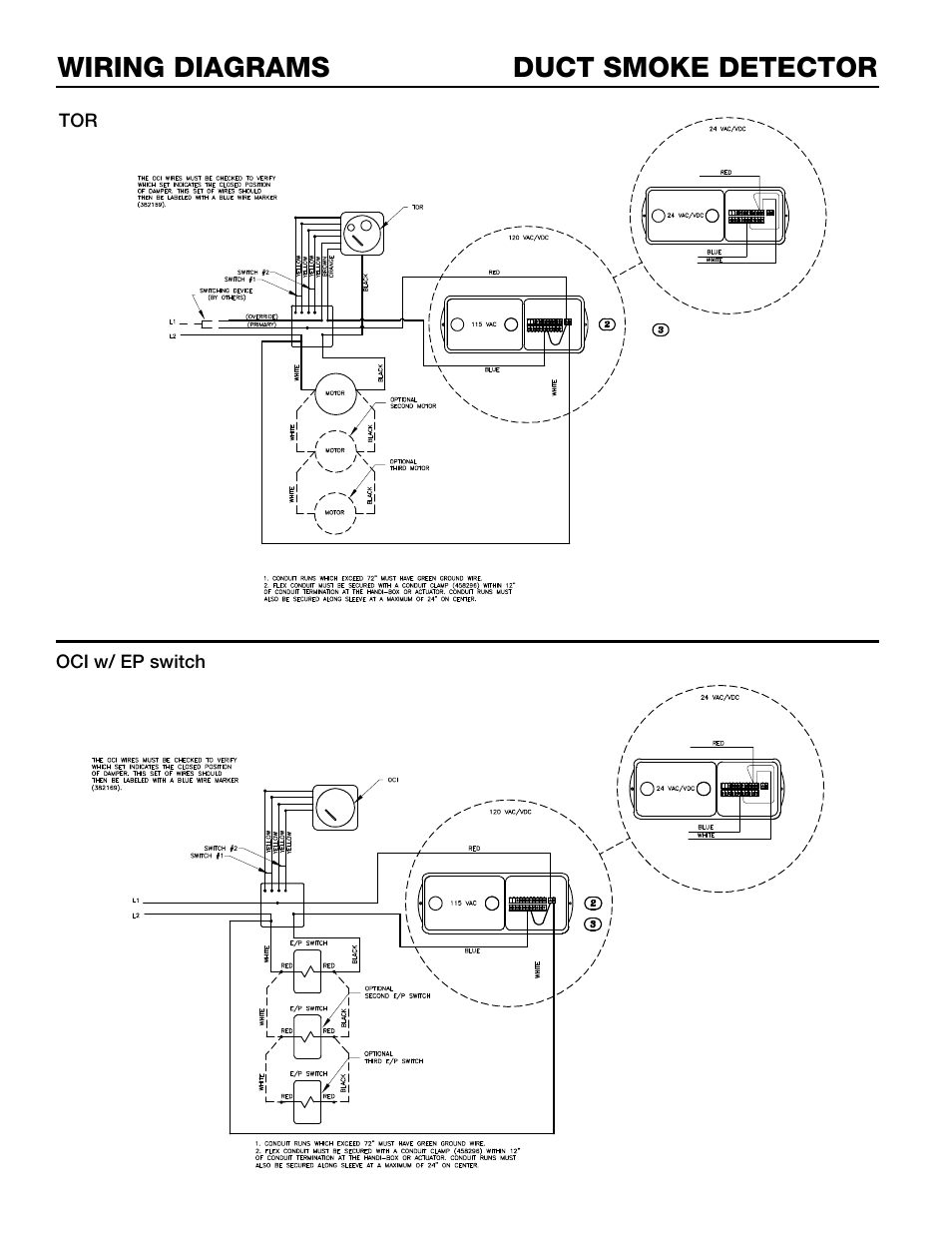 Duct smoke detector wiring diagrams | Greenheck Smoke Detector Supplement (463813) User Manual | Page 4 / 6