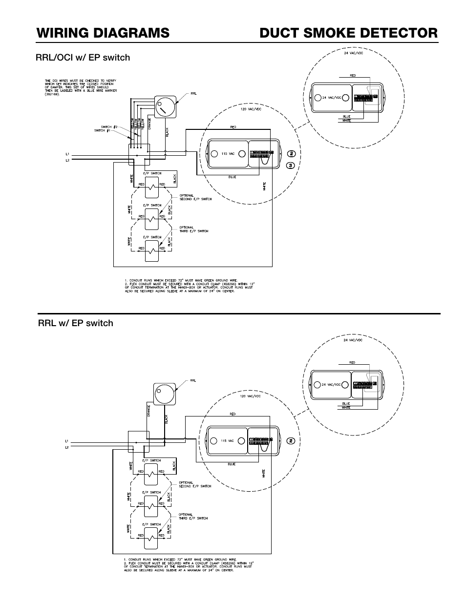Duct smoke detector wiring diagrams | Greenheck Smoke Detector Supplement (463813) User Manual | Page 5 / 6