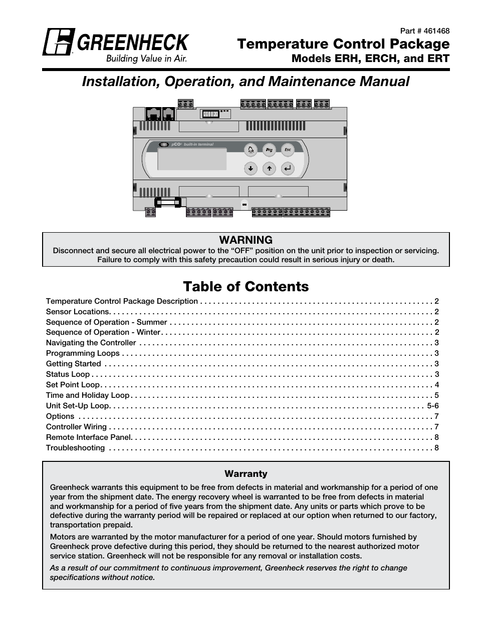 Greenheck Temperature Control Package v2.0 (461468) User Manual | 8 pages