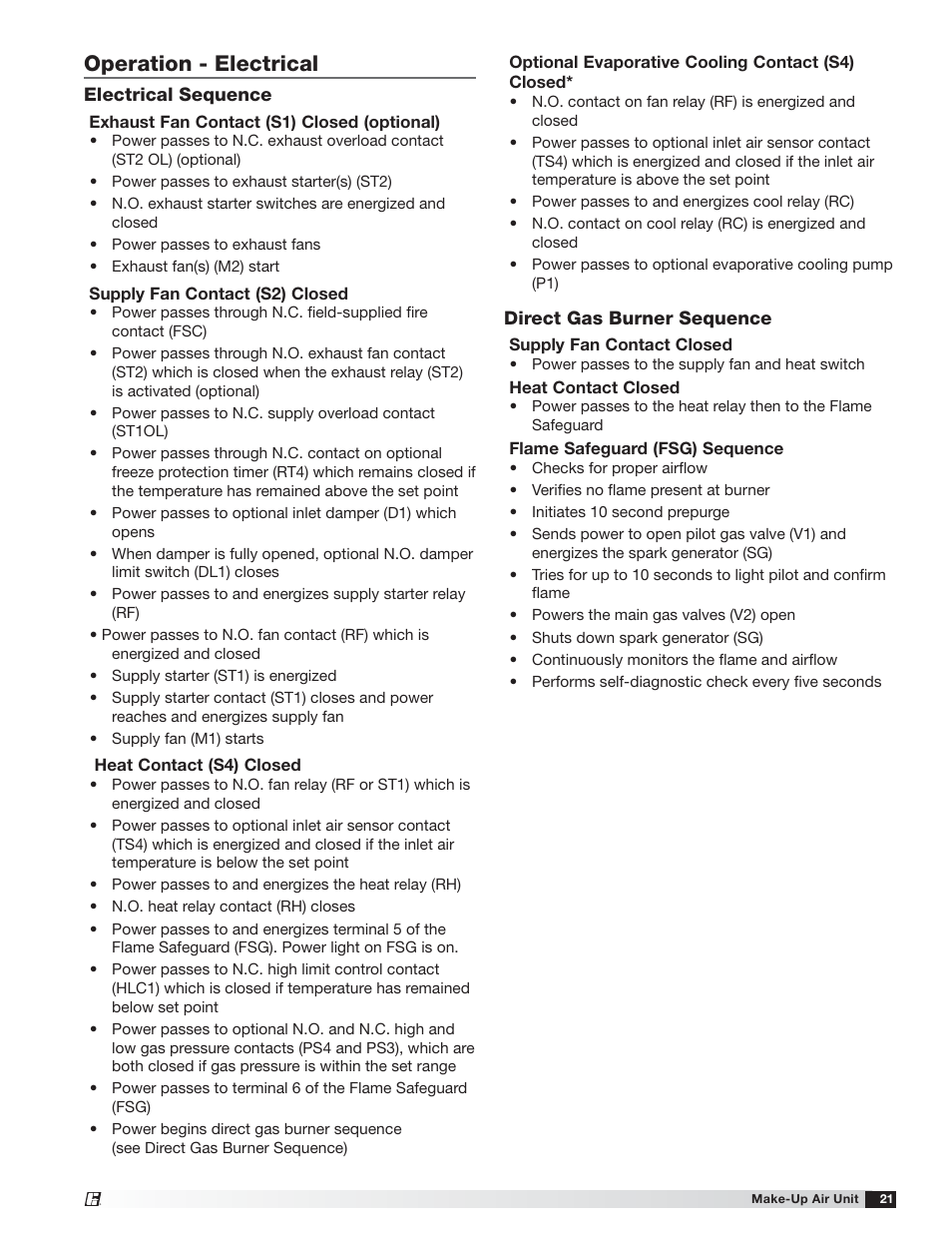 Operation - electrical | Greenheck TSU Base Unit Manual (464441) User Manual | Page 21 / 36