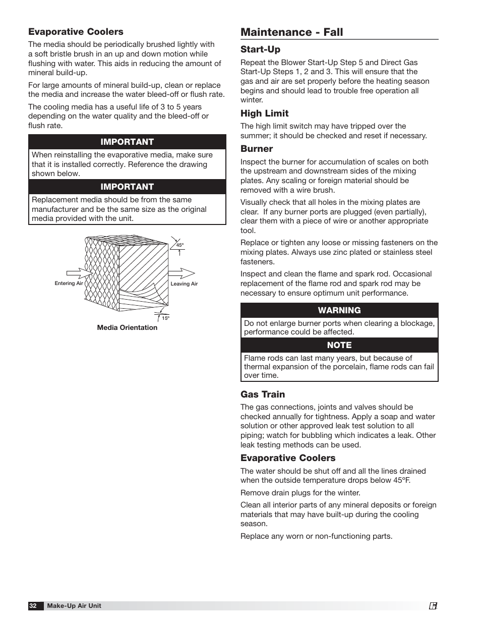 Maintenance - fall | Greenheck TSU Base Unit Manual (464441) User Manual | Page 32 / 36