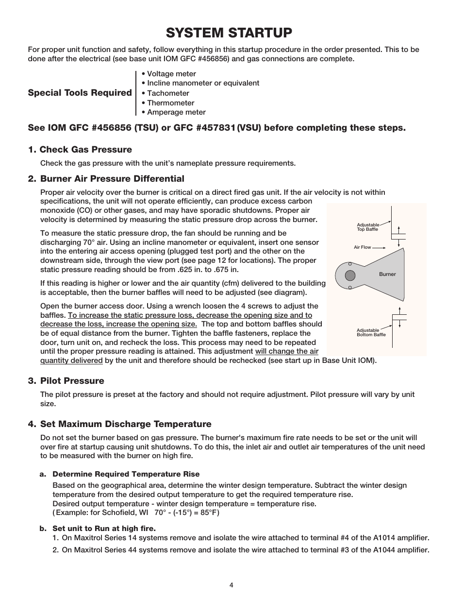 System startup | Greenheck TSU Direct Gas Manual (456857) User Manual | Page 4 / 12