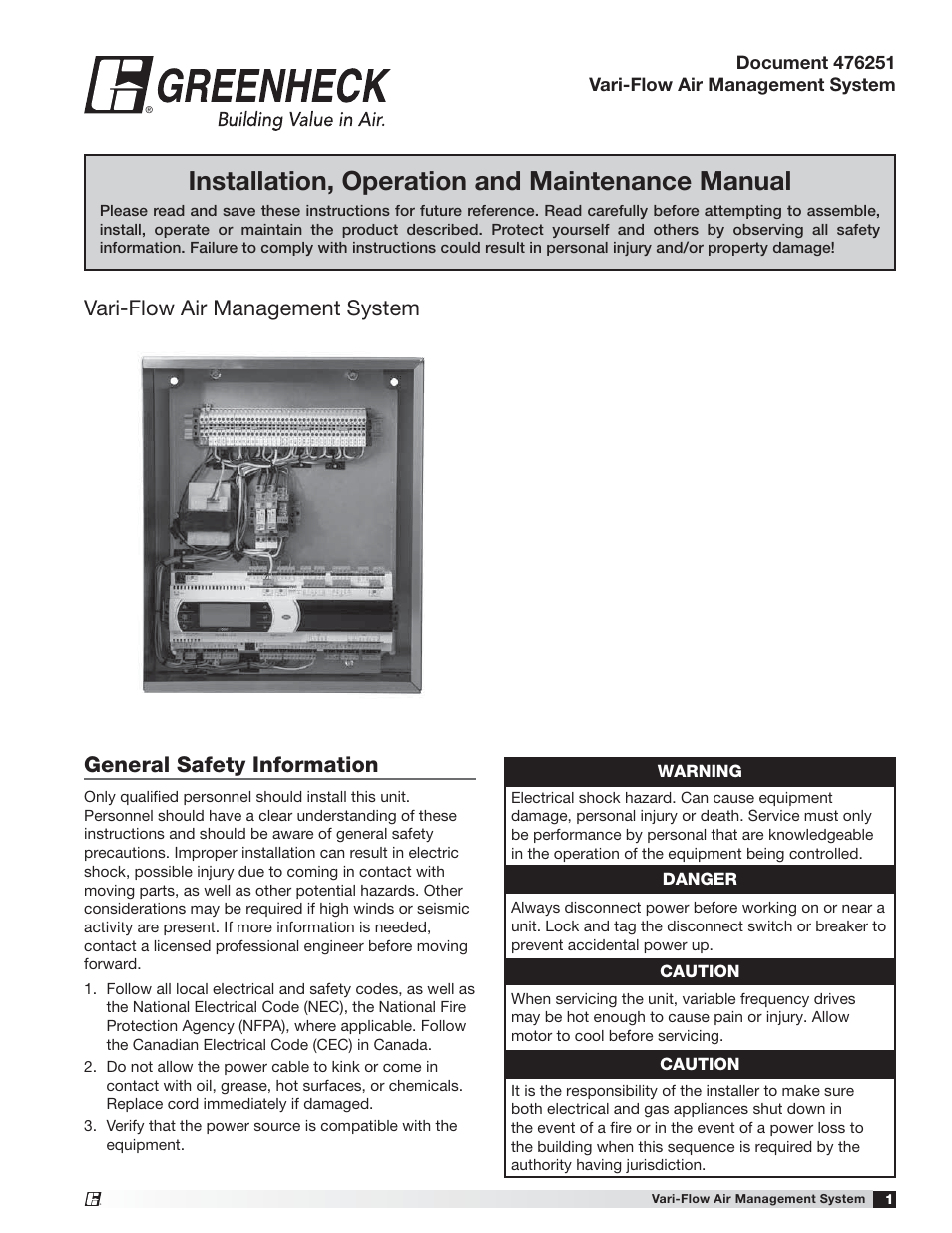 Greenheck Vari-Flow Air Management System(476251) User Manual | 32 pages
