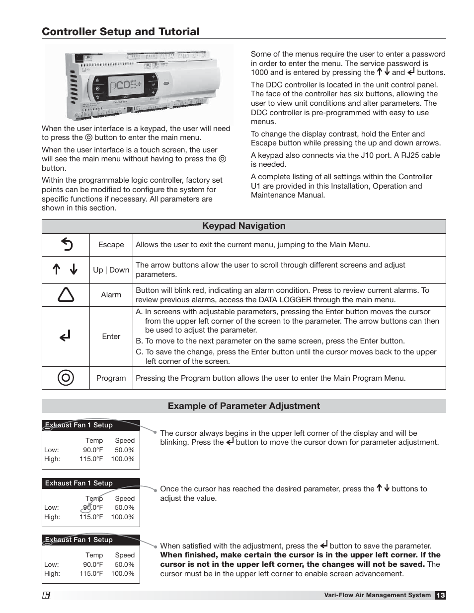 Controller setup and tutorial | Greenheck Vari-Flow Air Management System(476251) User Manual | Page 13 / 32