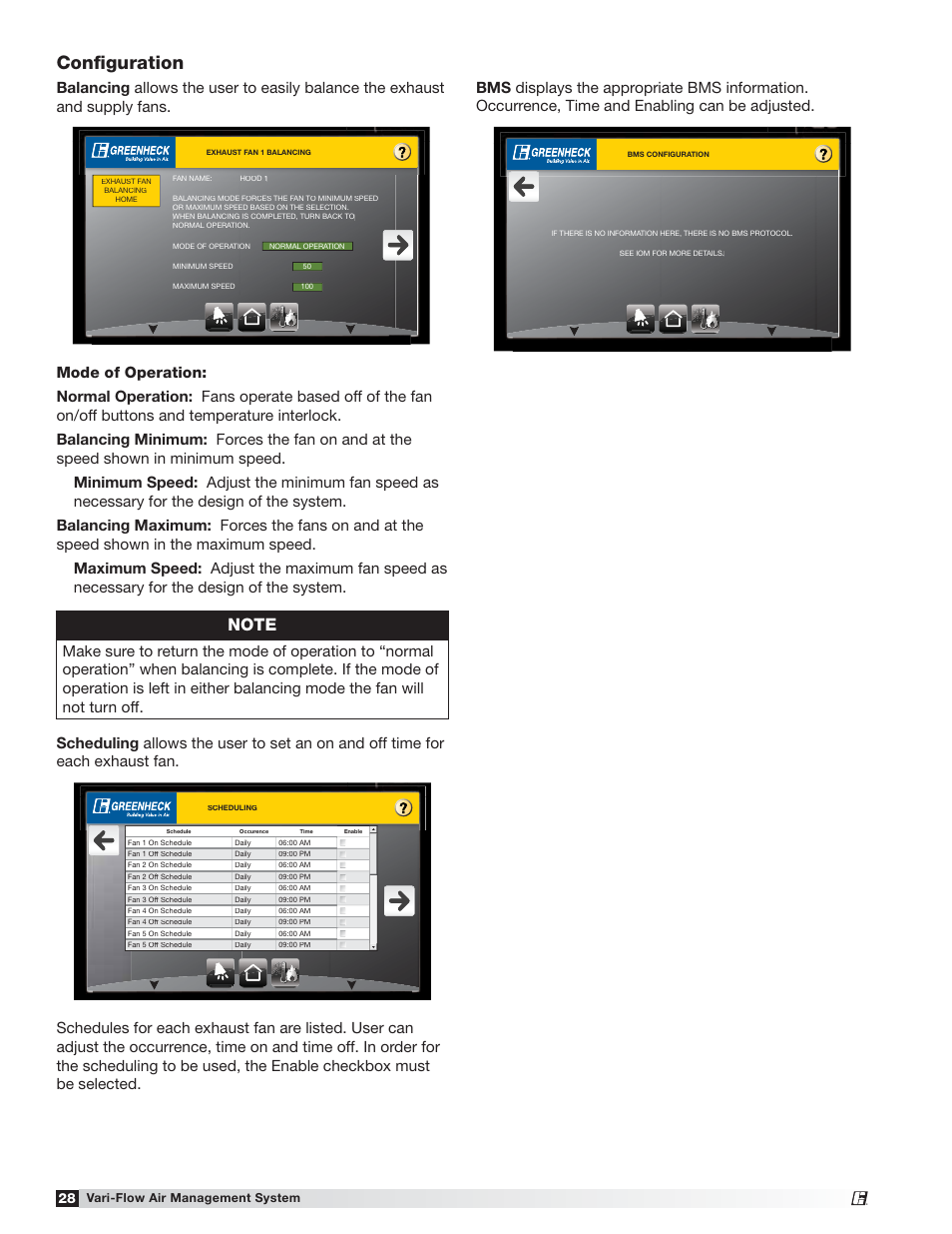 Conﬁguration, Vari-flow air management system | Greenheck Vari-Flow Air Management System(476251) User Manual | Page 28 / 32