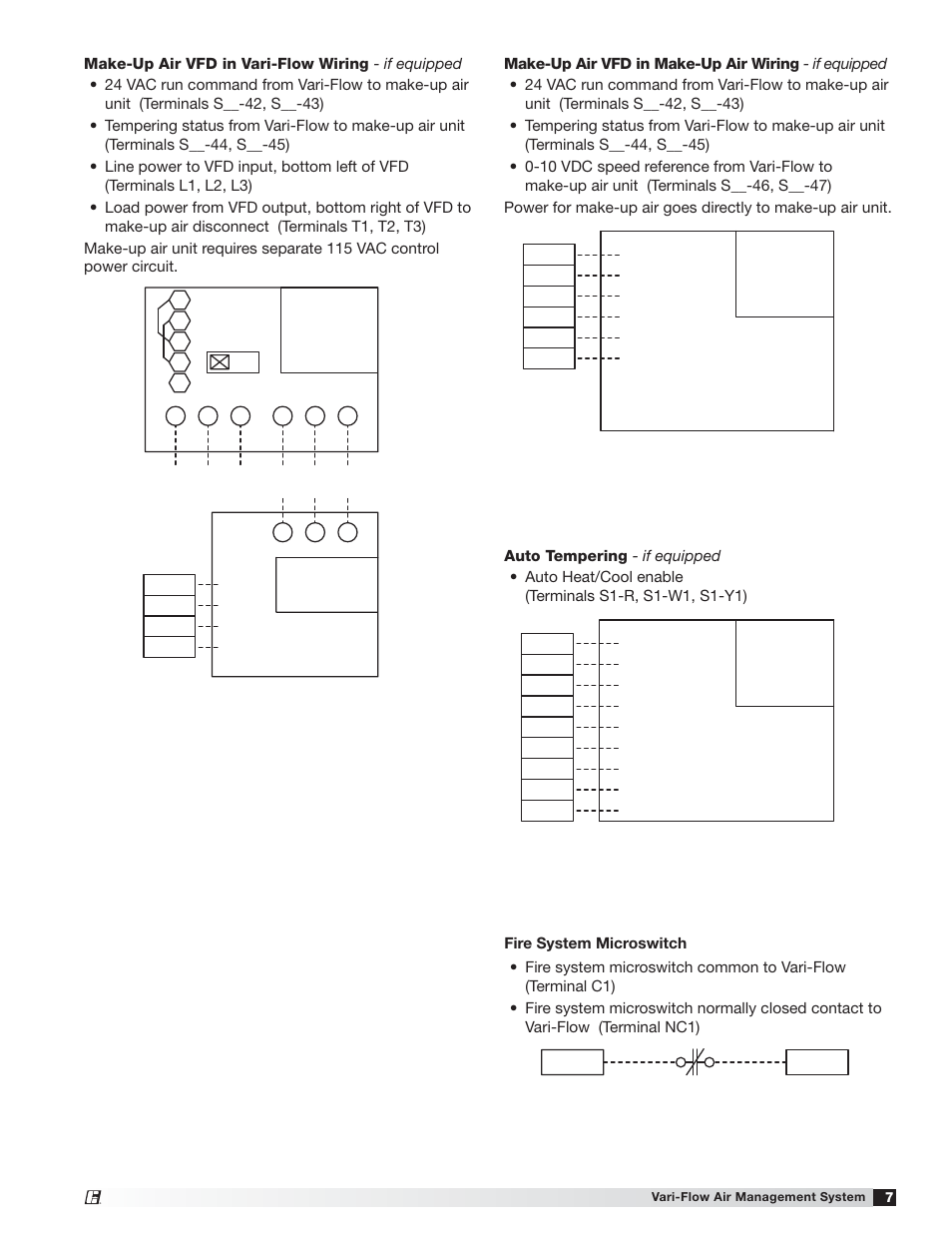 Line, Load, Modbus vfd mua unit | Mua - vfd in unit, Make-up air vfd in vari-flow wiring | Greenheck Vari-Flow Air Management System(476251) User Manual | Page 7 / 32