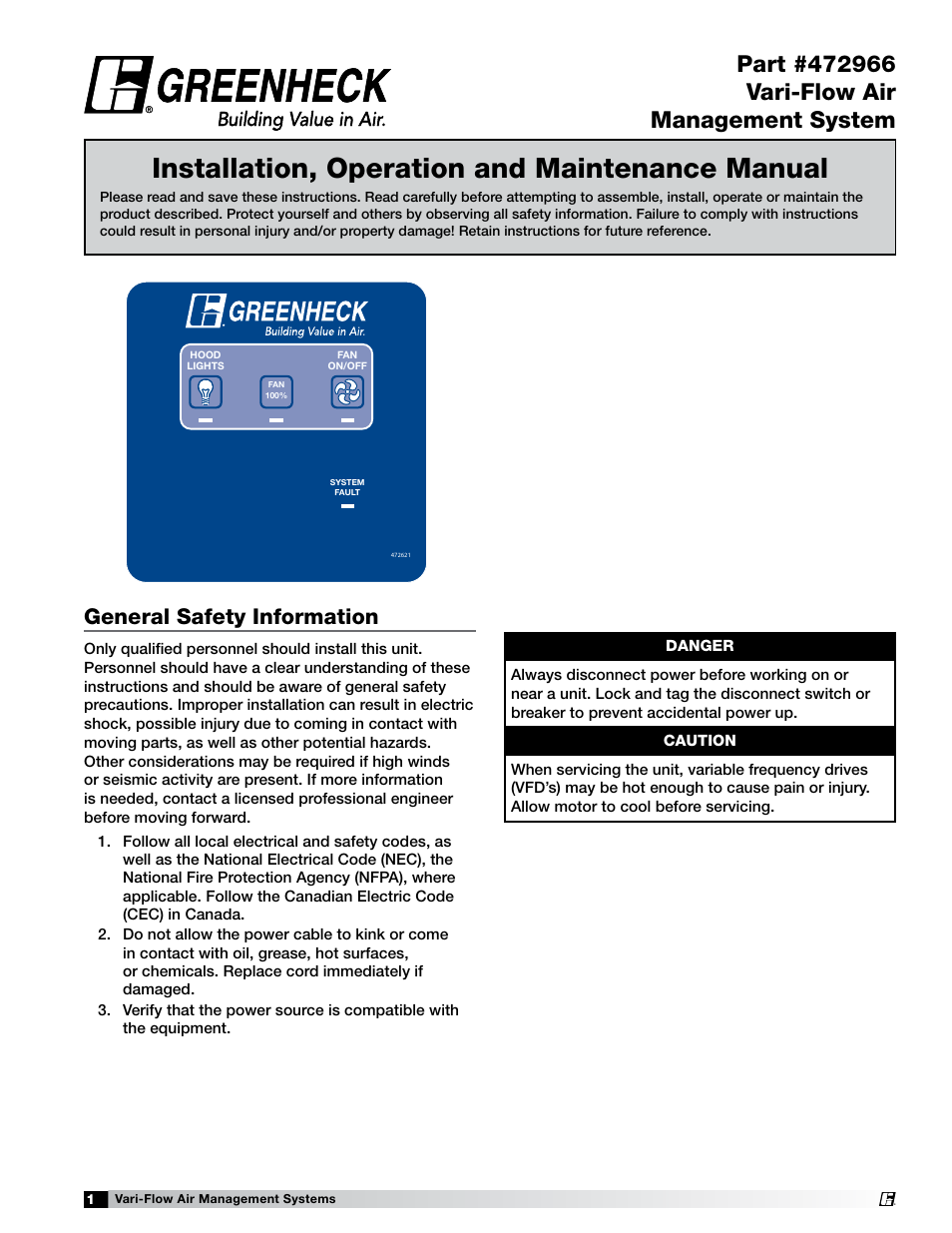 Greenheck Vari-Flow Air Management Systems (472966) User Manual | 16 pages