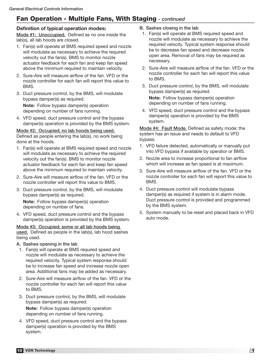 Fan operation - multiple fans, with staging | Greenheck Vektor Laboratory Exhaust with VGN Technology Electrical Controls Information (476072) User Manual | Page 10 / 28