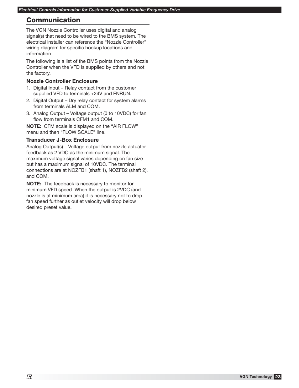 Communication | Greenheck Vektor Laboratory Exhaust with VGN Technology Electrical Controls Information (476072) User Manual | Page 23 / 28