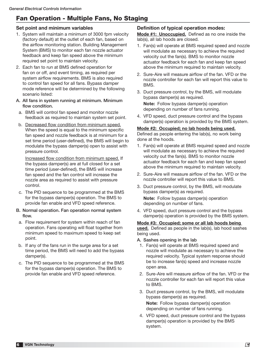 Fan operation - multiple fans, no staging | Greenheck Vektor Laboratory Exhaust with VGN Technology Electrical Controls Information (476072) User Manual | Page 6 / 28